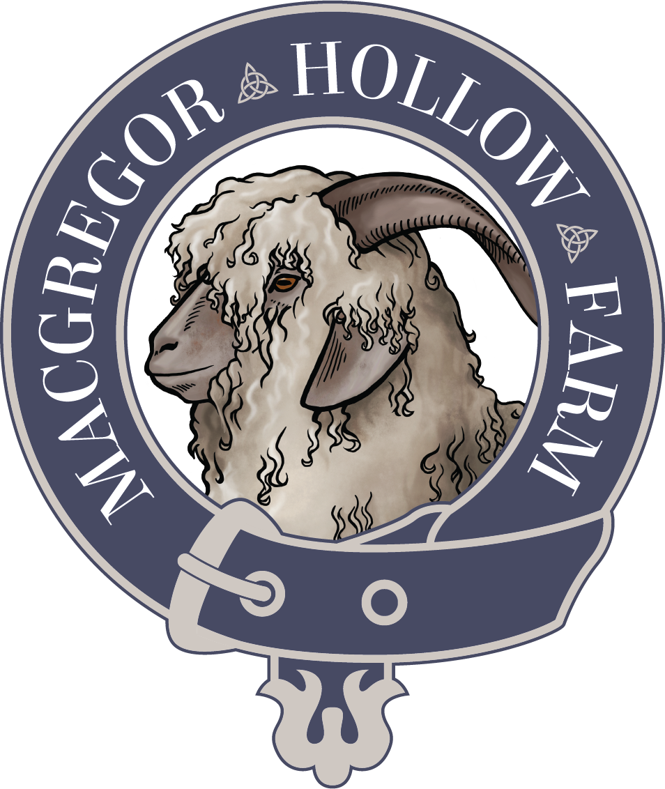 MacGregor Hollow Farm and Fiber Arts Logo with Angora Goat